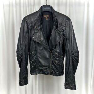 Danier Leather Classic Black Leather Biker Jacket • Zippers • Lambskin • S/M